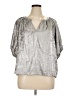Gap 100% Polyester Metallic Silver 3/4 Sleeve Blouse Size XL - photo 1