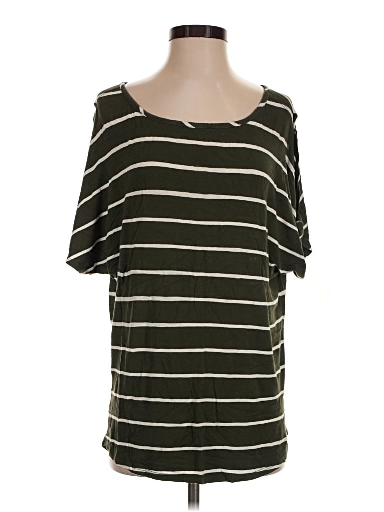 Pre-owned Colette Short Sleeve Top Green Scoop Neck Tops