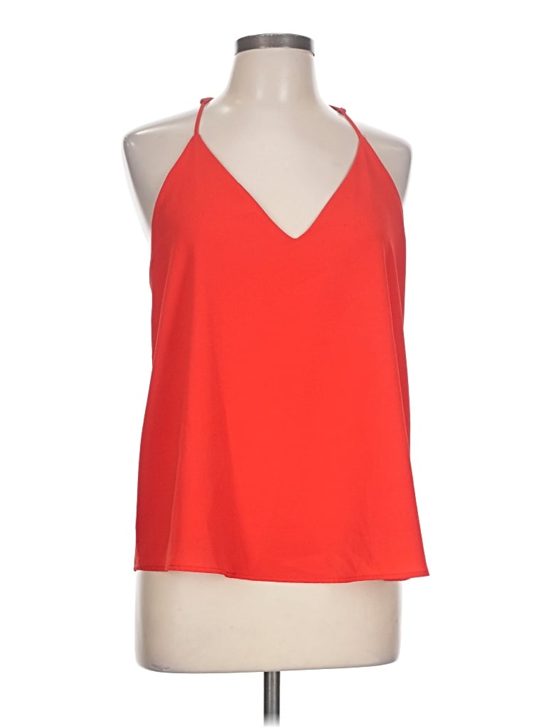 Pre-owned Tyche Sleeveless Top Red Halter Neckline Tops