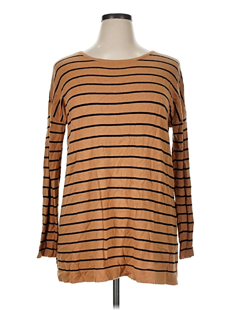 Pre-owned August Silk Pullover Sweater In Brown