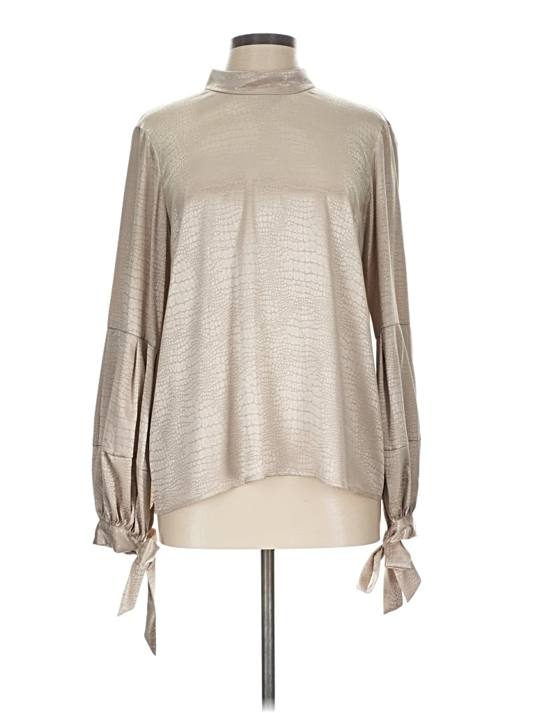 Pre-owned Hutch Long Sleeve Blouse In Silver