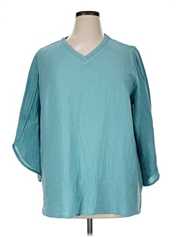 LOGO by Lori Goldstein 3/4 Sleeve Blouse (view 1)