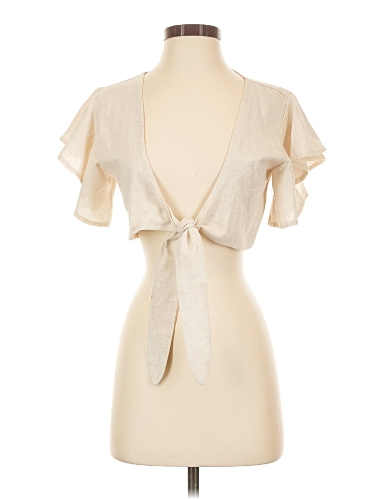 Pre-owned Chicme Short Sleeve Blouse In Ivory
