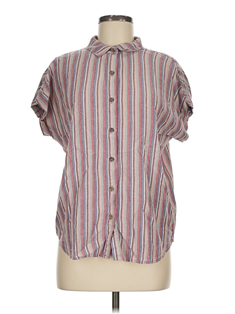Pre-owned Marine Layer Short Sleeve Button Down Shirt In Brown