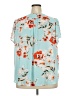 Fun2Fun 100% Polyester Floral Teal Short Sleeve Blouse Size 2X - photo 2
