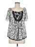 Floreat Silver Short Sleeve Blouse Size M - photo 1