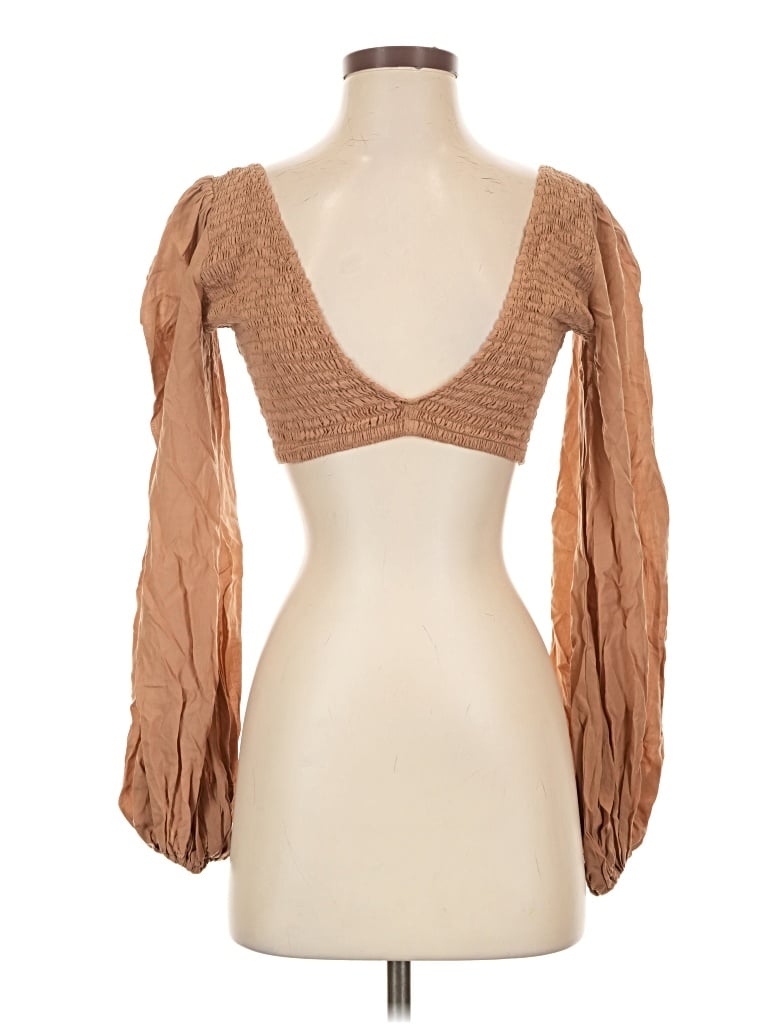 Pre-owned Indah 3/4 Sleeve Blouse In Brown