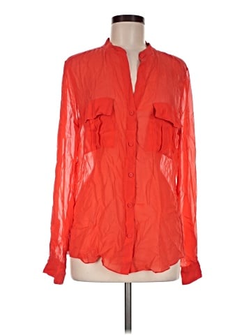 BCBGMAXAZRIA Long Sleeve Silk Top (view 1)