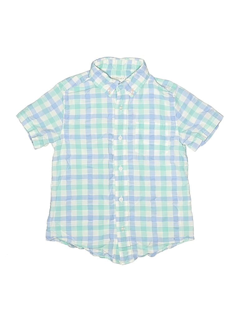 Pre-owned Crewcuts Kids' Short Sleeve Button Down Shirt In Green