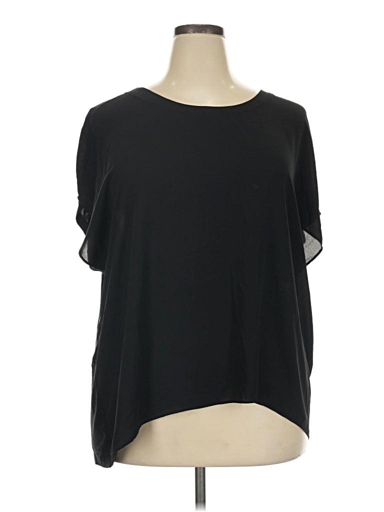 Pre-owned Premise Short Sleeve Top Black Cold Shoulder Neckline Tops