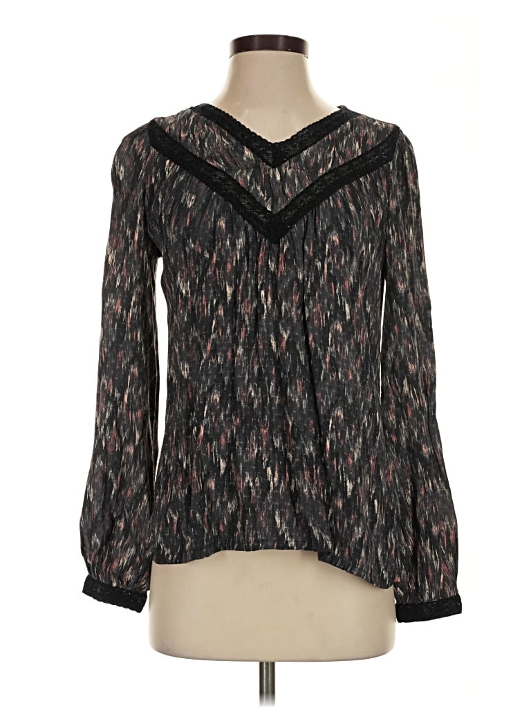 Pre-owned Fat Face Long Sleeve Blouse In Black