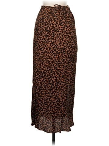 Madewell Drawstring Midi Slip Skirt in Brushed Leopard (view 1)