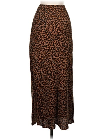 Madewell Drawstring Midi Slip Skirt in Brushed Leopard (view 2)