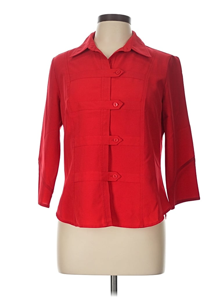 Pre-owned Kathie Lee 3/4 Sleeve Blouse In Red