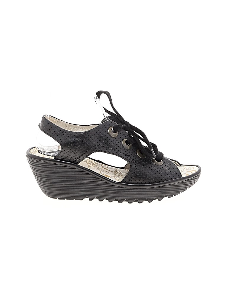 Pre-owned Fly London Wedges In Black