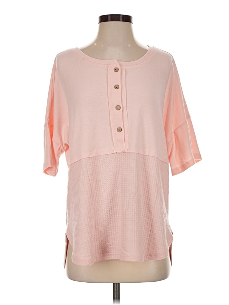 Pre-owned Dokotoo Short Sleeve Henley Shirt In Pink