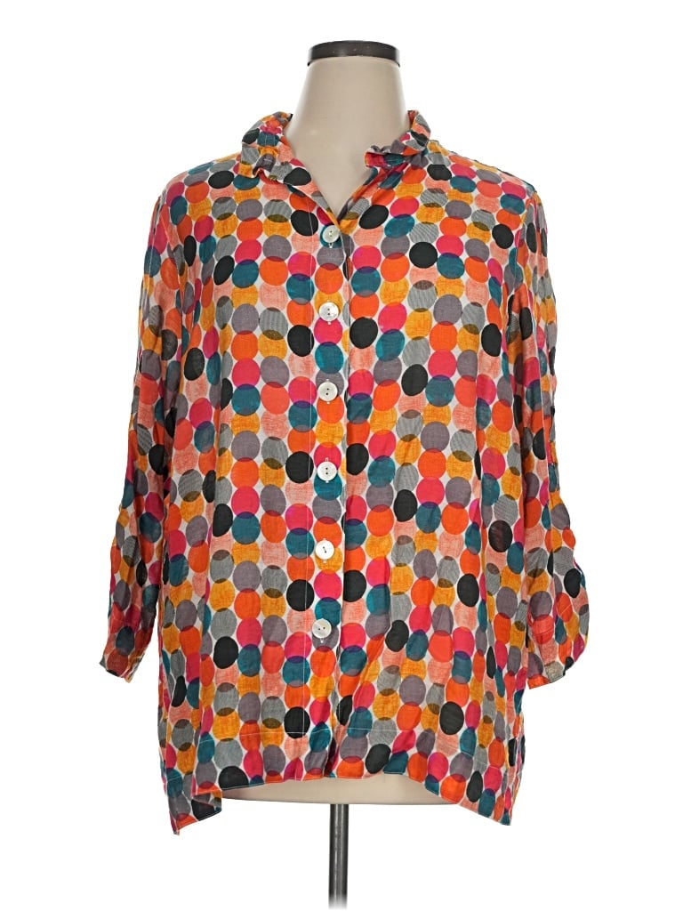 Pre-owned John Mark 3/4 Sleeve Button Down Shirt In Orange