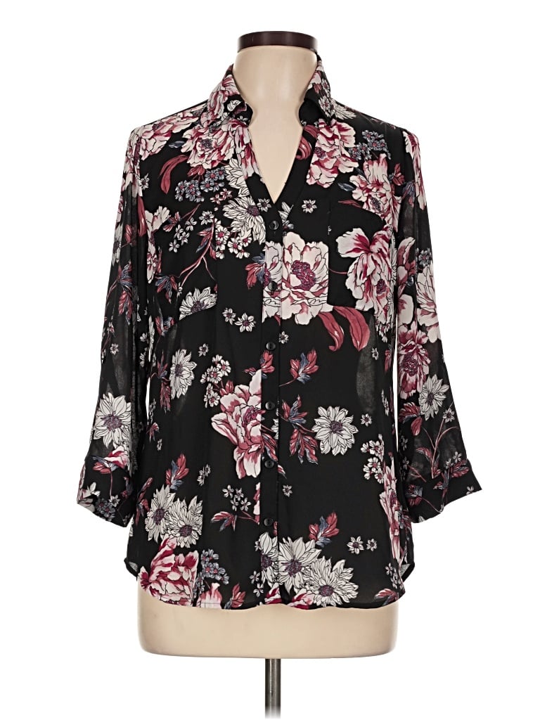 Pre-owned Iz Byer 3/4 Sleeve Blouse In Black