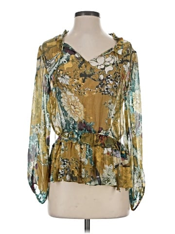 Hemant & Nandita 3/4 Sleeve Silk Top (view 1)