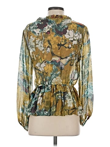 Hemant & Nandita 3/4 Sleeve Silk Top (view 2)
