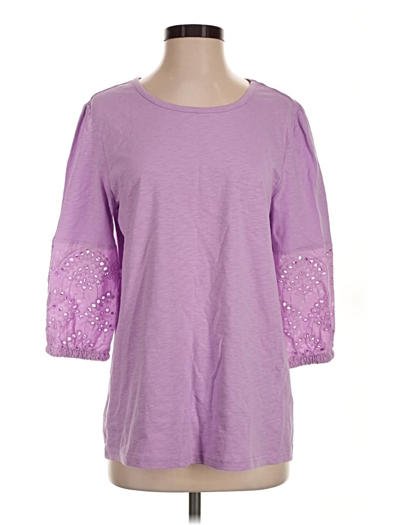 Pre-owned Blair 3/4 Sleeve Top Purple Boatneck Tops