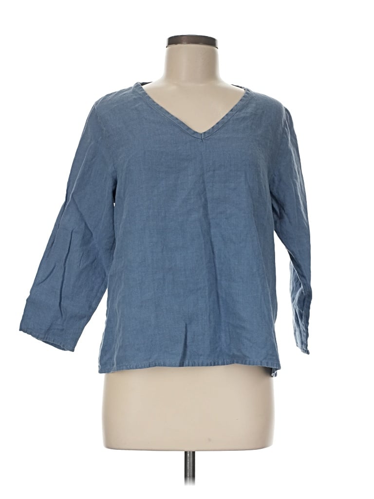 Pre-owned Flax 3/4 Sleeve T-shirt In Blue