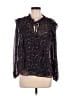Ann Taylor LOFT 100% Polyester Black Purple Long Sleeve Blouse Size M - photo 1