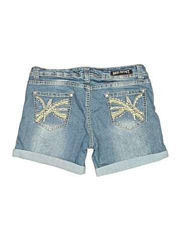 Red Rivet Denim Shorts (view 2)