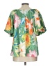 Umgee 100% Polyester Green Short Sleeve Blouse Size L - photo 2