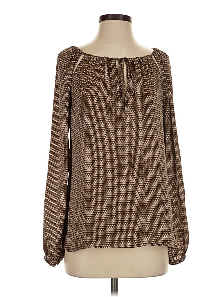 Pre-owned W By Worth Long Sleeve Blouse In Brown