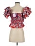 THML 100% Polyester Red Short Sleeve Blouse Size XS - photo 2