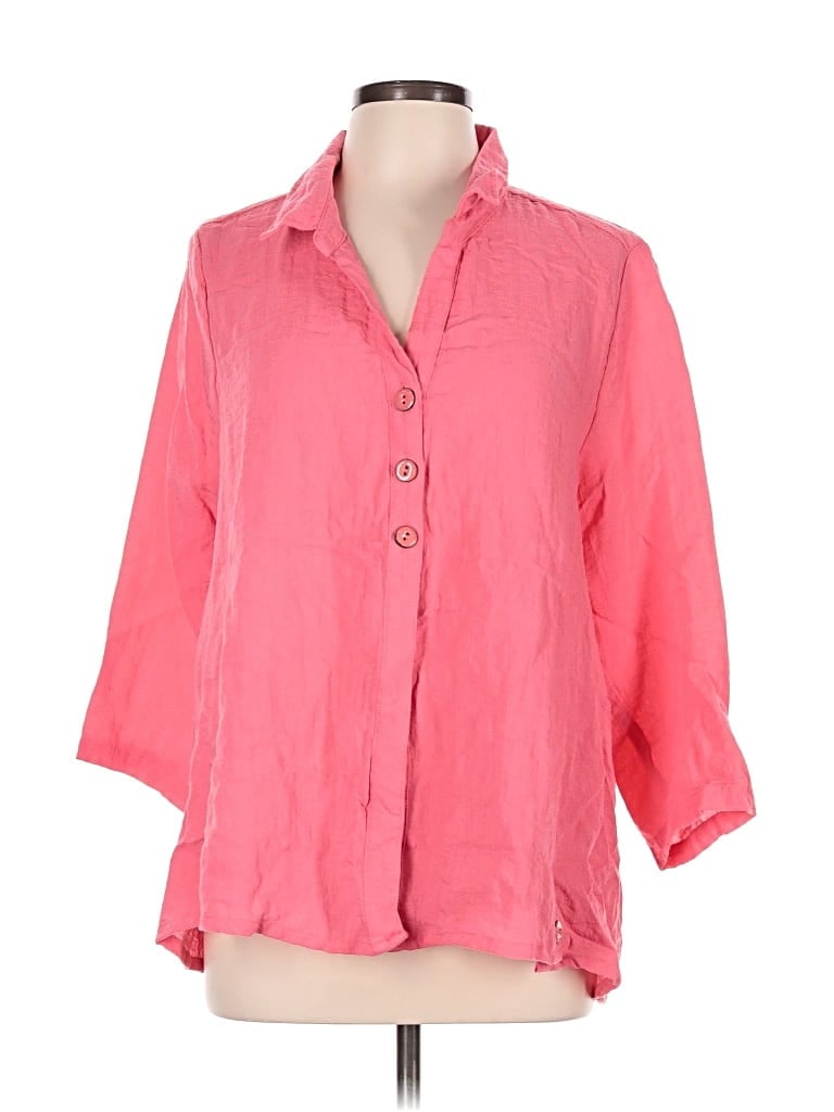 Pre-owned Lulu-b 3/4 Sleeve Button Down Shirt In Pink