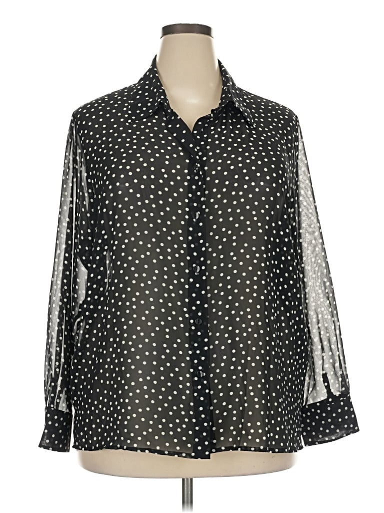 Pre-owned Jaclyn Smith Long Sleeve Blouse In Black