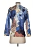 Milano Blue 3/4 Sleeve Blouse Size S - photo 2