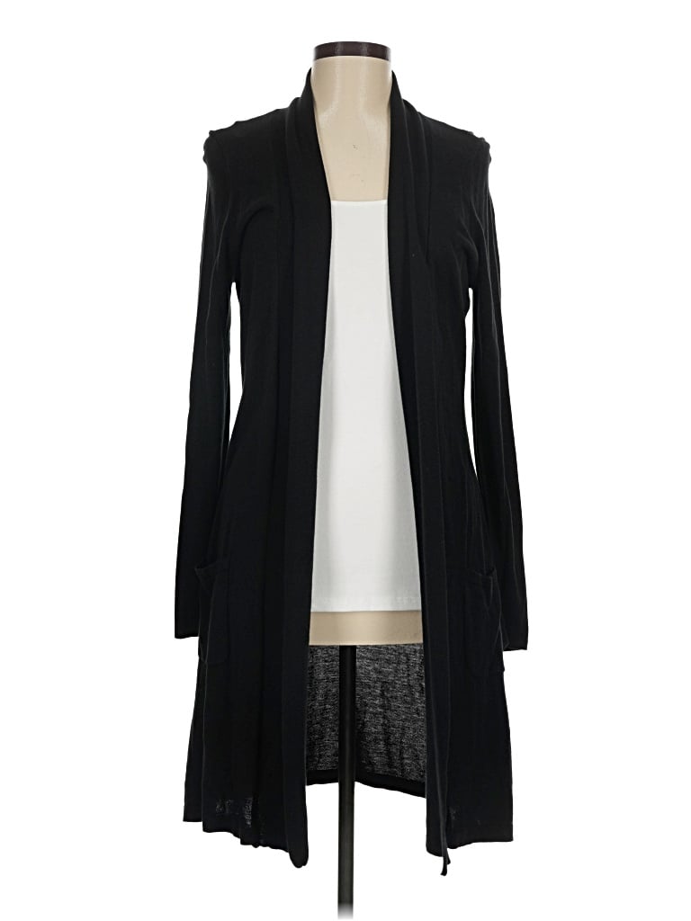 Pre-owned August Silk Cardigan Sweater In Black