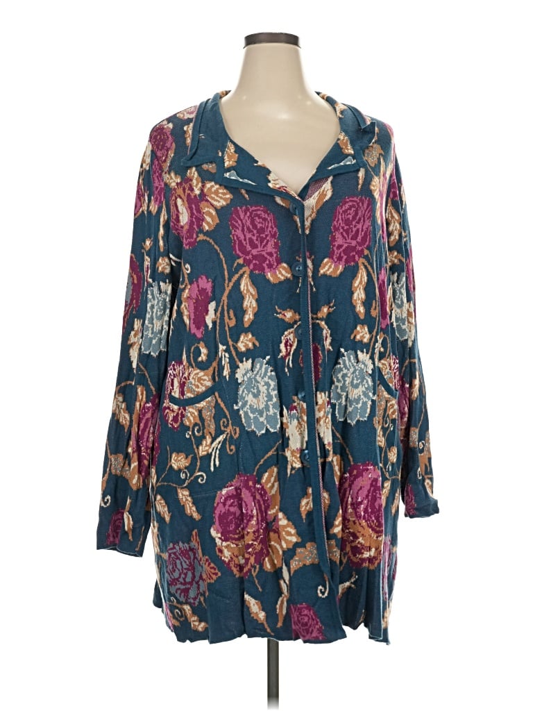 Pre-owned Soft Surroundings Cardigan Sweater In Teal