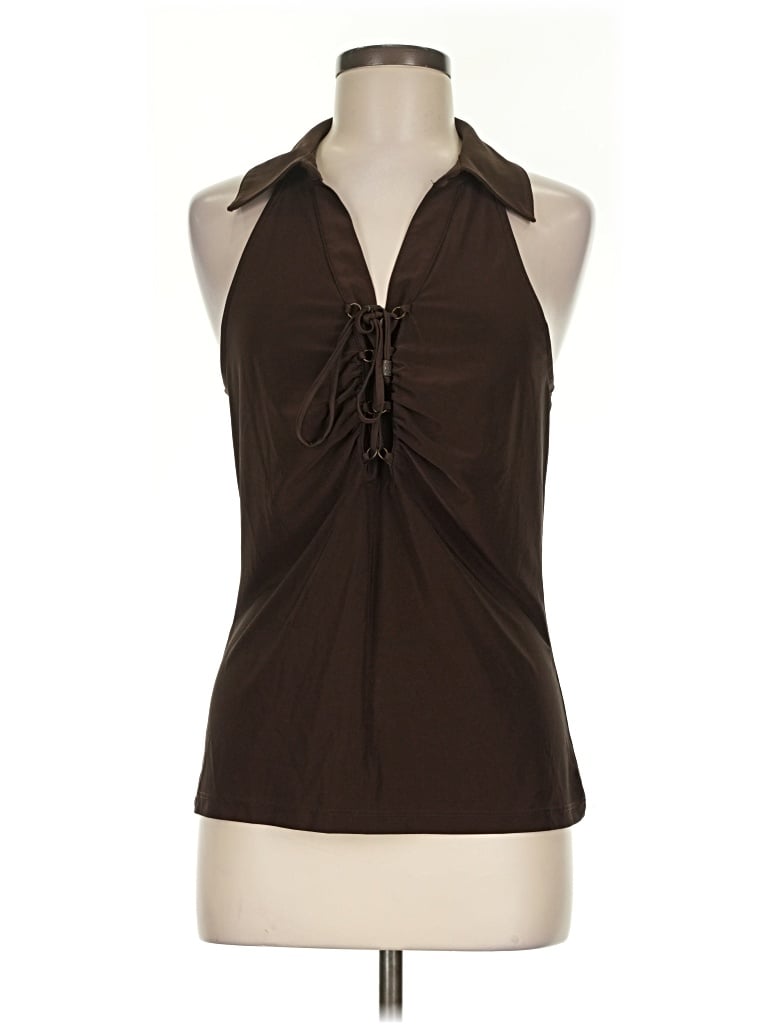 Pre-owned Caché Sleeveless Blouse In Brown