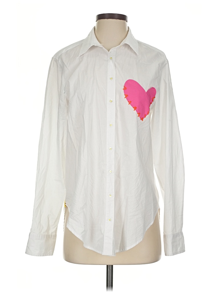 Pre-owned Kerri Rosenthal Long Sleeve Button Down Shirt In White