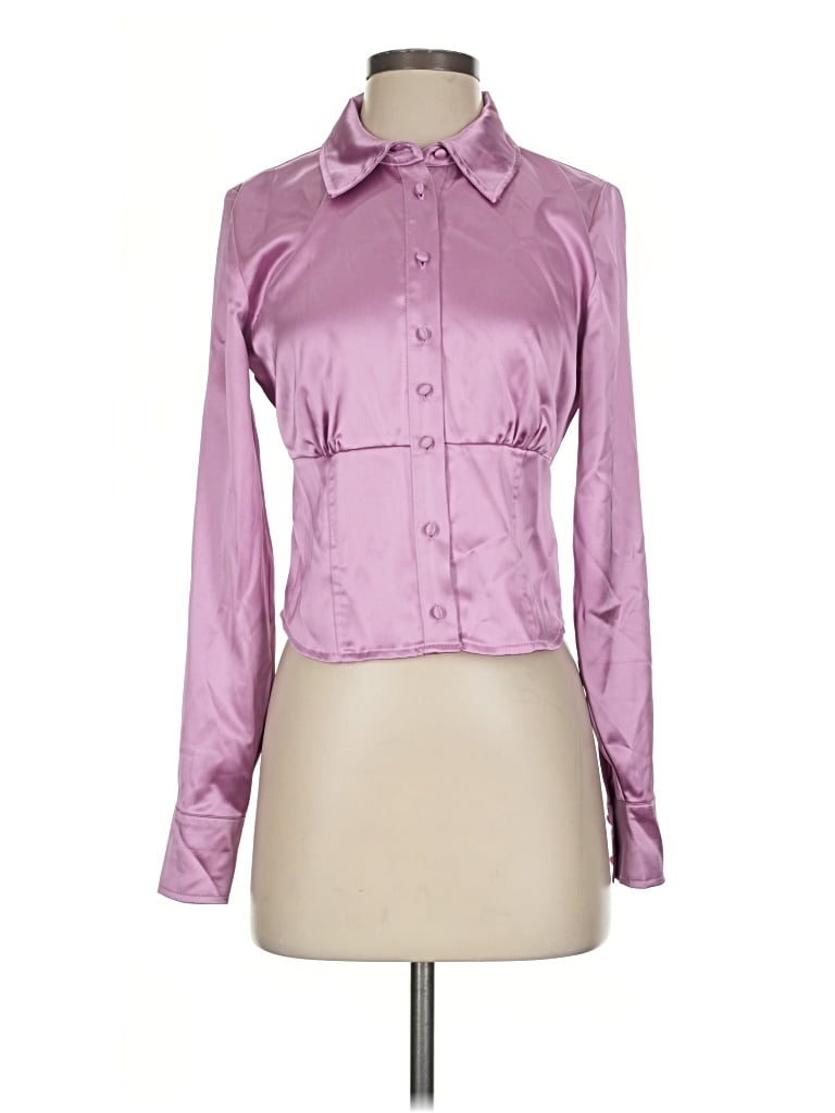 Pre-owned Intempo Long Sleeve Blouse In Purple