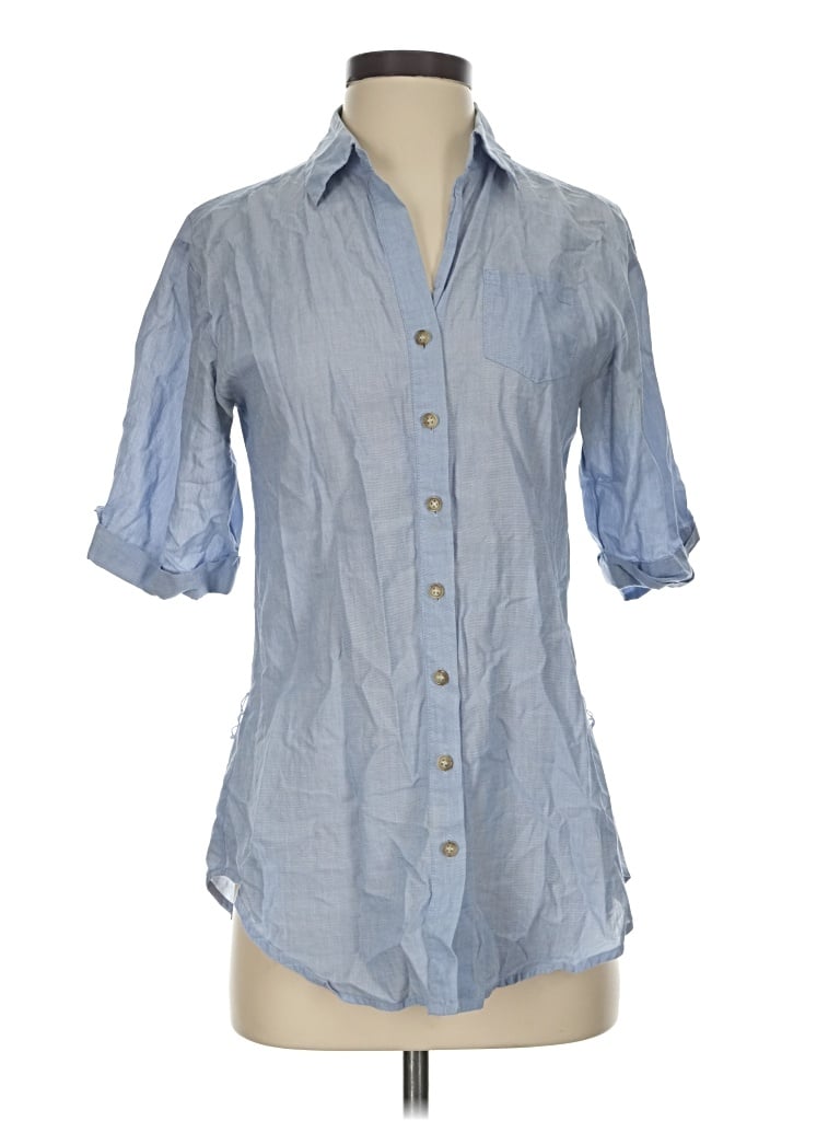 Pre-owned Outback Red 3/4 Sleeve Button Down Shirt In Blue
