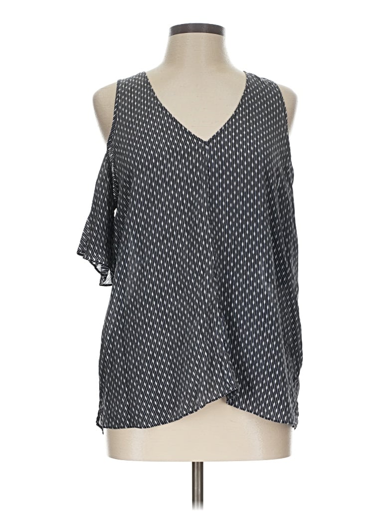 Pre-owned Trouve Sleeveless Silk Top Black One Shoulder Neckline Tops