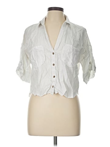 Zara 3/4 Sleeve Button-Down Shirt (view 1)