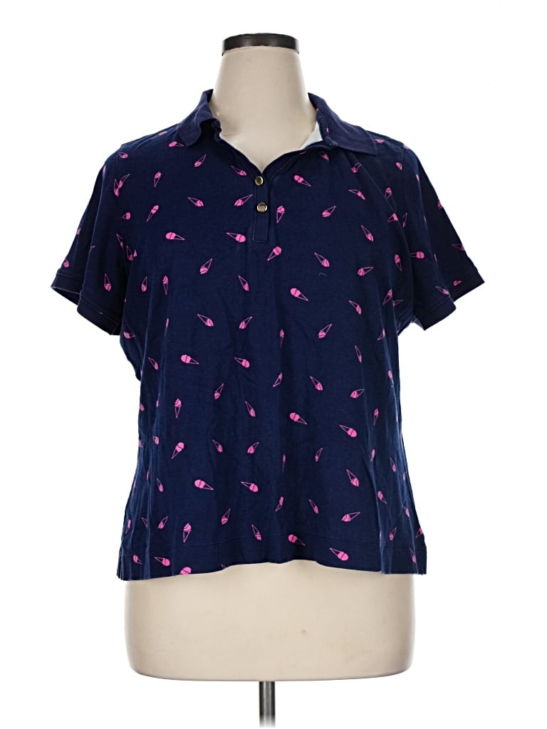 Pre-owned Kim Rogers Short Sleeve Blouse In Blue
