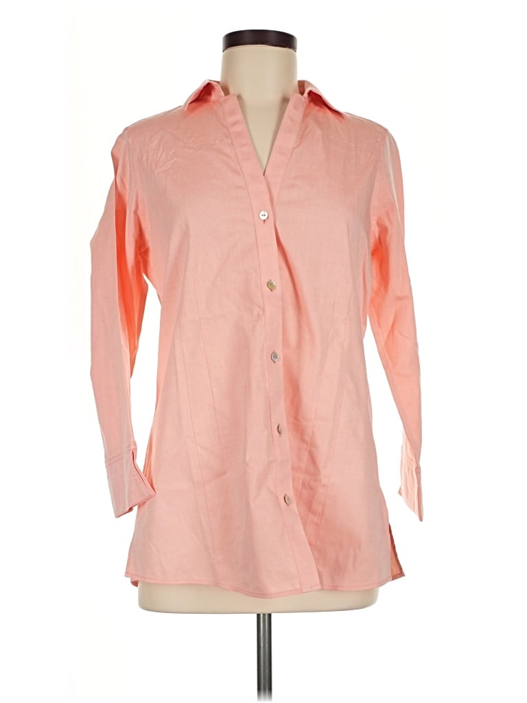 Pre-owned Foxcroft 3/4 Sleeve Button Down Shirt In Orange