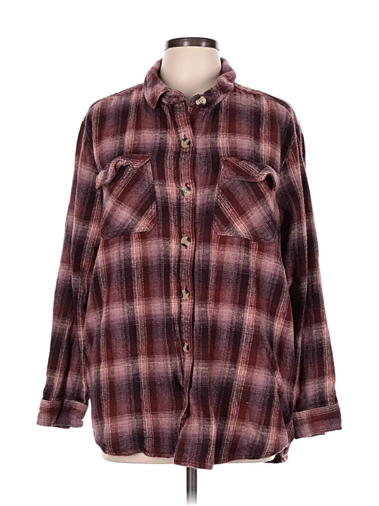 Pre-owned Beachlunchlounge Long Sleeve Button Down Shirt In Burgundy