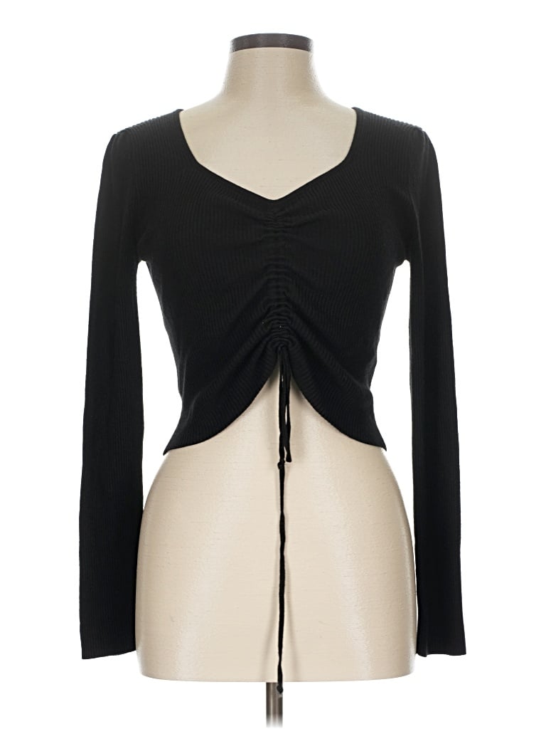 Pre-owned Love Tree Long Sleeve Top Black Sweetheart Neckline Tops