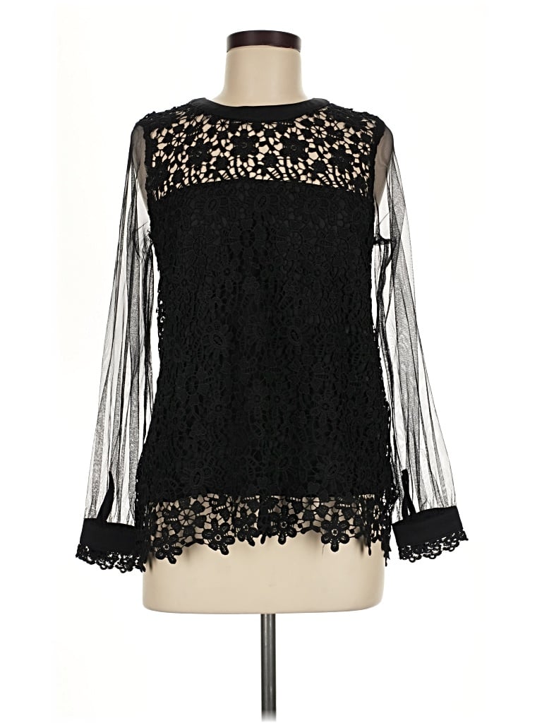 Pre-owned Ina Long Sleeve Blouse In Black