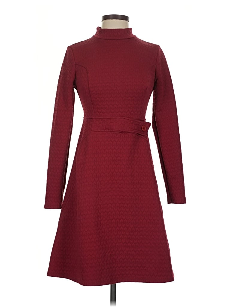 Pre-owned Modcloth Casual Dress In Burgundy