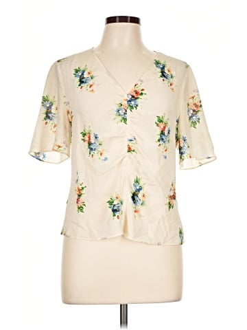 Madewell Silk Shirred-Front Top in Classic Corsage (view 1)