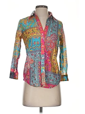 Lauren by Ralph Lauren 3/4 Sleeve Button-Down Shirt (view 1)
